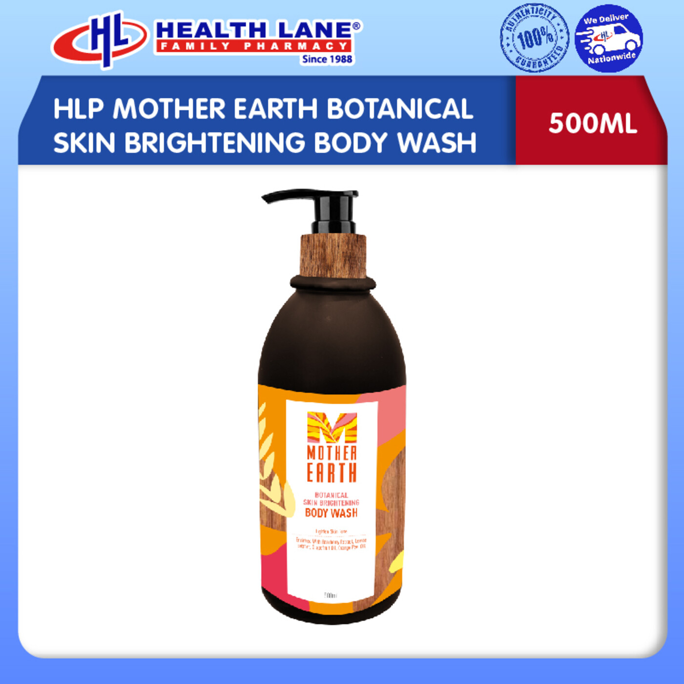 HLP MOTHER EARTH BOTANICAL SKIN BRIGHTENING BODY WASH (500ML)